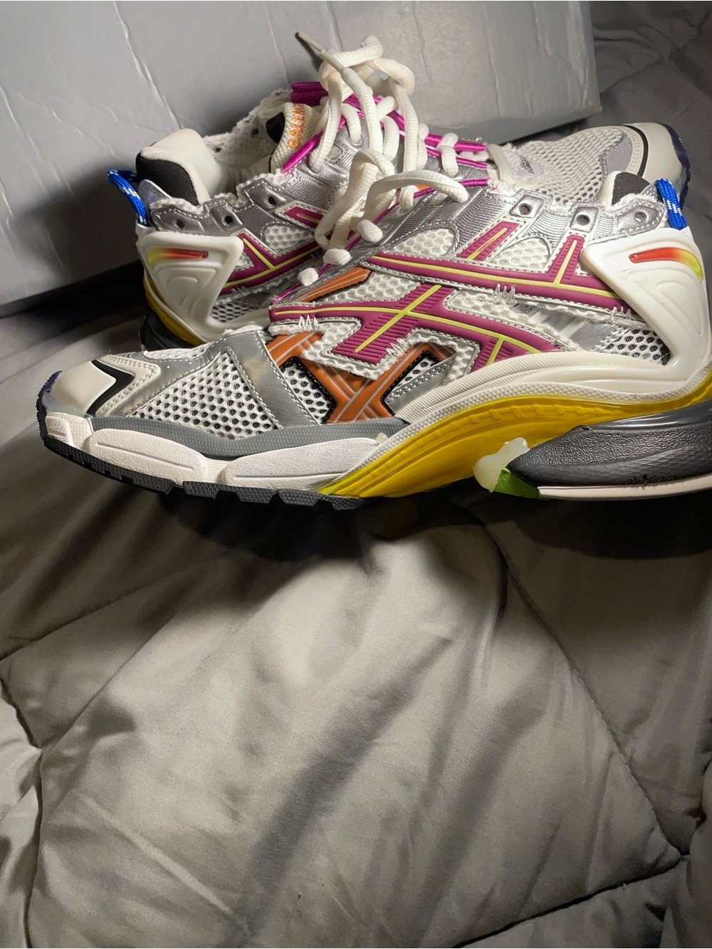 Balenciaga White Athletic Sneakers with Purple, Orange, Yellow & Blue Accents
